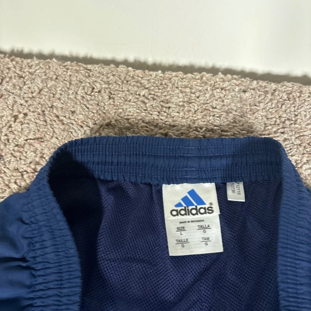 Vintage‎ Adidas Mens Navy Blue Lined Track Pants Athletic Zip Bottoms Size L